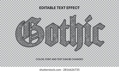 gothic lace with spiderweb and black beads editable text effect. halloween horror text effect with spiderwebs texture	