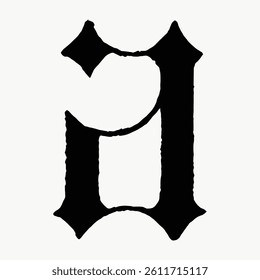 Gothic letter 'A' in black. The letter 'A' is styled in a Gothic font. Gothic 'A' with bold, black design. Classic Gothic letter 'A' typography. Vintage font isolated vector.