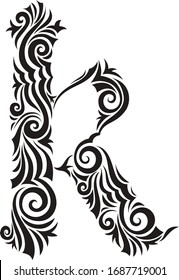 The gothic letter K with ornaments