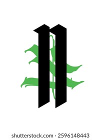 Gothic, letter N. Vector. Graffiti, tags in Gothic medieval style. Signs and symbols for tattoos. Calligraphy, lettering and tags. Sharp and aggressive letters for a monogram.