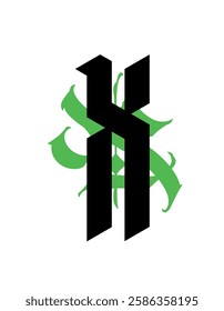 Gothic, letter X. Vector. Graffiti, tags in Gothic medieval style. Signs and symbols for tattoos. Calligraphy, lettering and tags. Sharp and aggressive letters for a monogram.