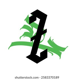 Gothic, letter Z. Vector. Graffiti, tags in Gothic medieval style. Signs and symbols for tattoos. Calligraphy, lettering and tags. Sharp and aggressive letters for a monogram.