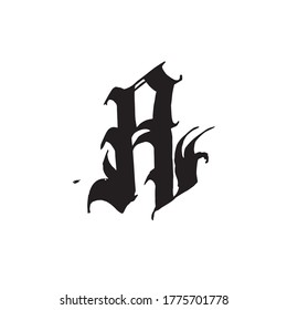 Gothic lettering black symbol A logo. Goth style. Medieval calligraphy A type. Gotic text. A logo letter design. Vector lettering logotype design
