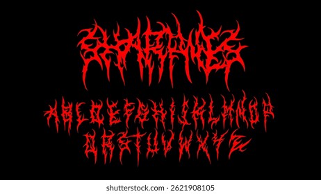 Diseño de fuente de Vector con trazos afilados y caóticos. Perfecto para logotipos de metal, ropa de calle y declaraciones visuales extremas