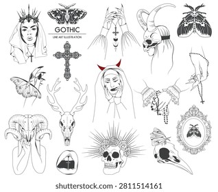  Gothic line art