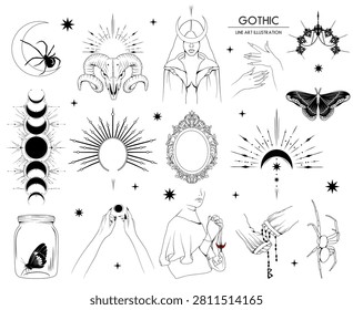 Gothic line art collection