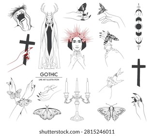 Gothic line art collection
