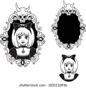 Gothic loli girl in the mirror