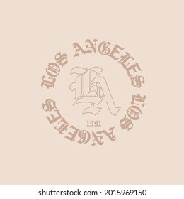 Gothic Los Angeles L.A slogan print with ancient font text for man and woman tee t shirt or sweatshirt print design.