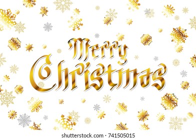 gothic Merry Christmas black lettering design. snow xmas Vector illustration EPS 10