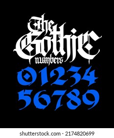 Gothic old figures. Vector. Beautiful and stylish calligraphy. Trendy medieval font, signs for tattoo. Ancient European style. Design for fabric and packaging. All signs are kept separately.
