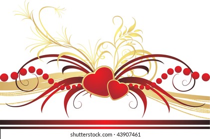 Gothic ornament with hearts. Romantic composition. Vector