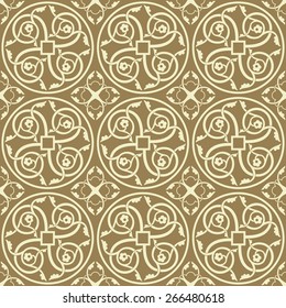 Gothic Ornament. Seamless Medieval Floral Vector Pattern