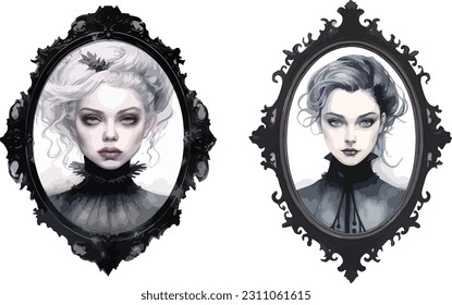 Gothic queen clipart, isolated vector illustration.