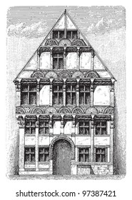 Gothic - Renaissance architecture / Vintage illustration from Meyers Konversations-Lexikon 1897