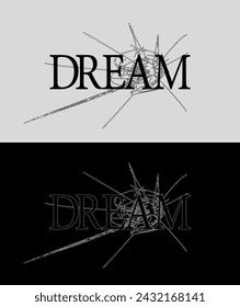 Gothic retro print "Dream" with spikes. Gothcore style, cyber sigilism print for T-shirt, hoodie, sweatshirt. Vector