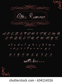 Gothic Romance - Classic Script Font with red Outline isolated o