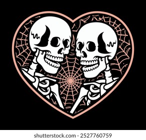 Gothic romance skull couple vector art	