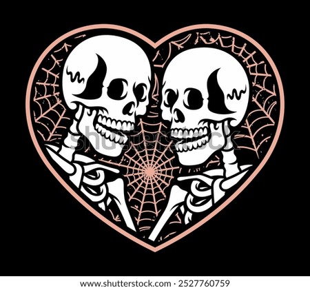 Gothic romance skull couple vector art	