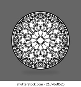 Gothic rose circular window pattern. Vector illustration