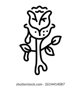 Gothic rose icon in an outline style 