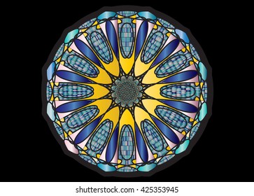 Gothic rosette window pattern, color illustration