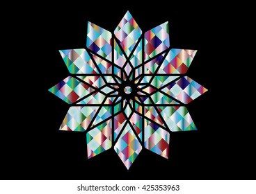 Gothic rosette window pattern, color illustration