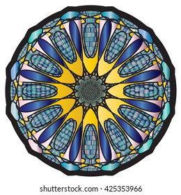 Gothic rosette window pattern, color illustration