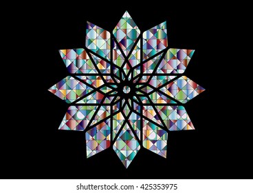 Gothic rosette window pattern, color illustration