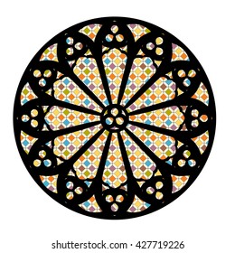 Gothic rosette window pattern, vector illustration