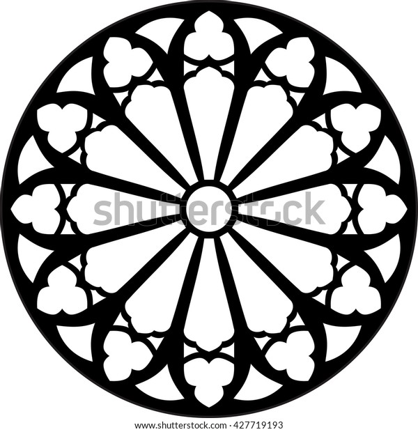 Gothic\
rosette window pattern, vector\
illustration