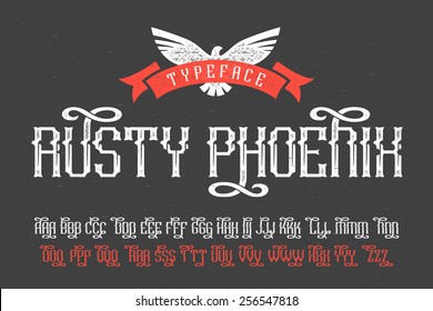 Gothic "Rusty Phoenix" font with decorative swashes alternates
