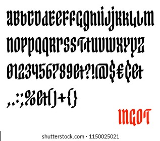 Gothic script vector font. Blackletter typeface in medieval style.