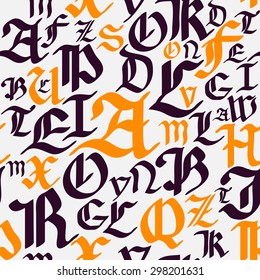 Gothic seamless pattern. Creative hand-drawn Gothic pattern. Font color pattern of the Gothic font.