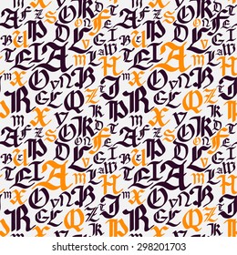 Gothic seamless pattern. Creative hand-drawn Gothic pattern. Font color pattern of the Gothic font.
