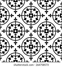 Gothic seamless pattern. Elements in a medieval style. Ornament for a tiles and mosaics. Vector illustration