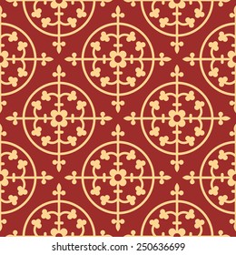 Gothic seamless pattern. Geometrical royal elements in a medieval style. Ornament for a tiles and mosaics. Vector illustration