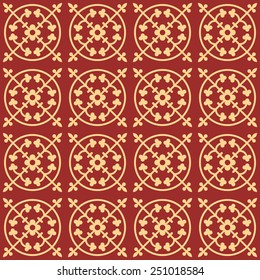 Gothic seamless pattern. Geometrical royal elements in a medieval style. Ornament for a tiles and mosaics. Vector illustration