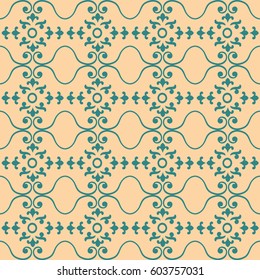 Gothic seamless pattern. Geometrical royal elements in a medieval style. Ornament for a tiles and mosaics. Vector illustration