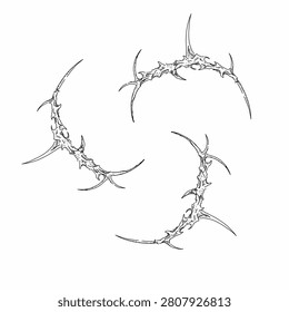 Gothic sharp thorn element vector for edgy streetwear graphic design