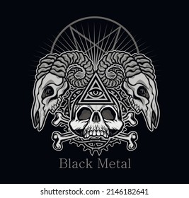 Gothic sign with Aries skull, grunge vintage design t shirts