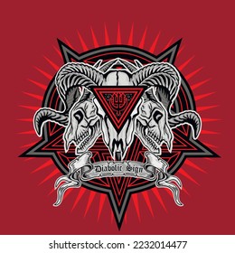 Gothic sign with  Aries skull, grunge vintage design t shirts