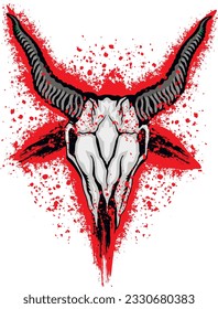 Gothic sign with goat skull, grunge vintage design t shirts