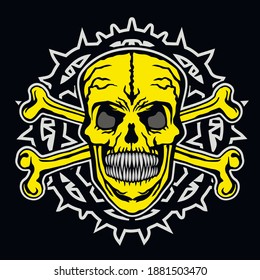 Gothic sign with horned skull, grunge vintage design t shirts