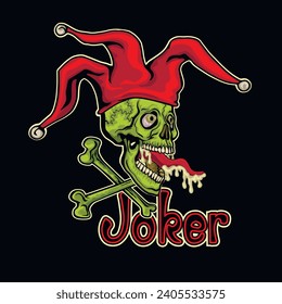 Gothic sign with joker skull, grunge vintage design t shirts