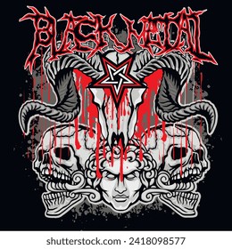 Gothic sign with ram skull, grunge vintage design t shirts
