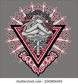 Gothic sign, skeleton girl, grunge vintage design t shirts
