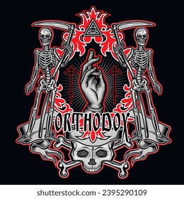 Gothic sign with skeleton, grunge vintage design t shirts