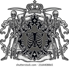 Gothic sign with skeletons  and thorax , grunge vintage design t shirts