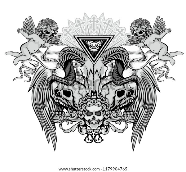 Gothic Sign Skull Angels Grunge Vintage Stock Vector (Royalty Free ...